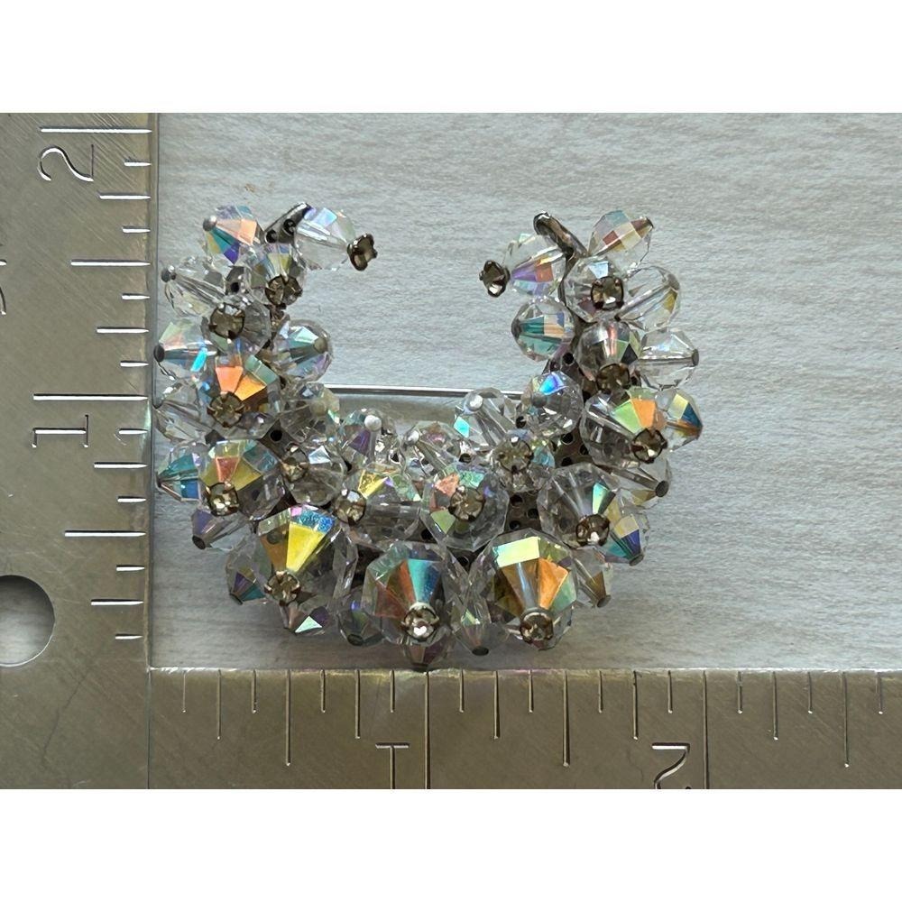 Vintage Crystal Crescent Moon Shaped Brooch - Picture 4 of 4